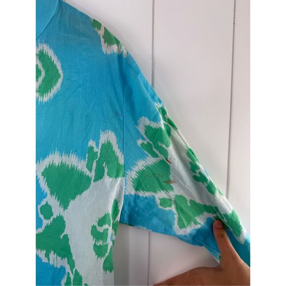 Echo Floral Tunic Dress Coverup in Caribbean Blue Size M - Picture 3 of 6